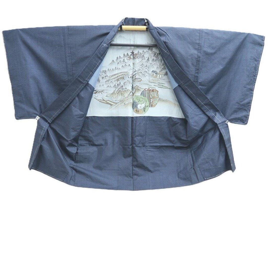 Men's Haori Blue Black Landscape Wide Silk #10440A3 - Etsy