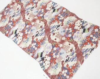 KK1040B2 Silk Kimono Fabric Vintage1920-1950 Flower Rinzu