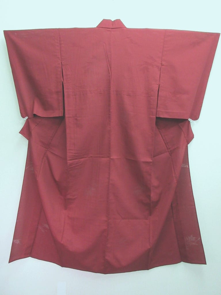 Kimono Vintage(1950-1980) Wine Red See-through Flower Silk