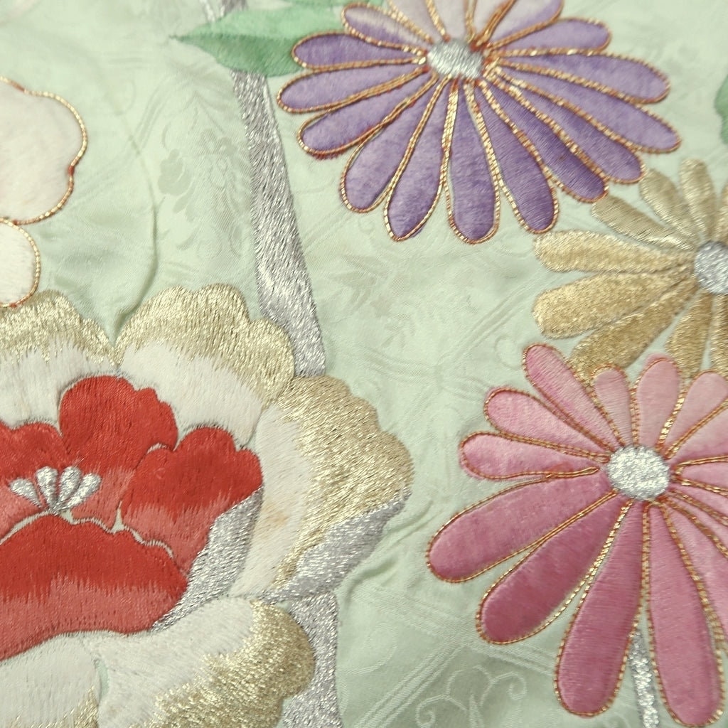 KK1297B6 Silk Kimono Fabric Vintage(1950-1980) Embroidery