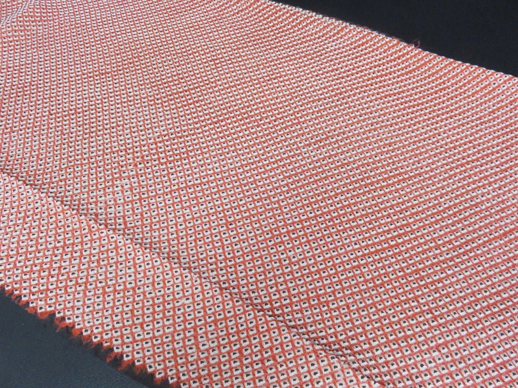 FF2521B Silk Kimono Fabric Vintage(1950-1980) Shibori Red