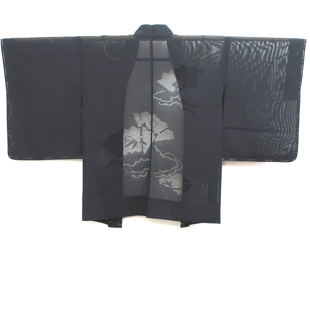 Haori Jacket Vintage1950-1980 Black See-through Folding Fan