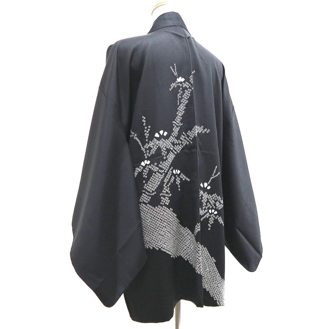 Haori Jacket Vintage(1950-1980) Black Shibori Bamboo Silk Haori Jacket Vintage(1950-1980) Black Shibori Bamboo Silk