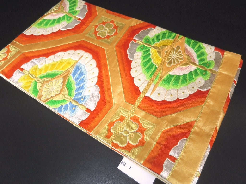 obiページ Fukuro Obi Vintage(1950-1980) Gold Orange Butterfly Silk BB7W1 - Etsy