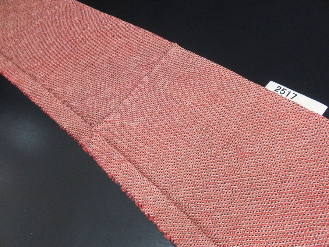 FF2517B Silk Kimono Fabric Vintage1950-1980 Shibori Red 43.3