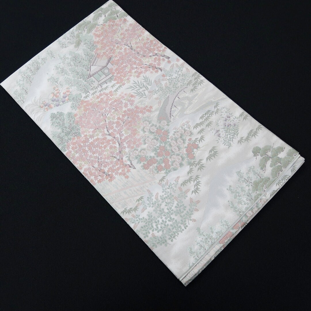 Fukuro Obi Light Gray Landscape Iori Silk BB235V4 - Etsy