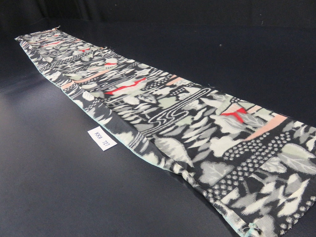KK727A6 Silk Kimono Fabric Vintage(1920-1950) Meisen Black 57.1x7