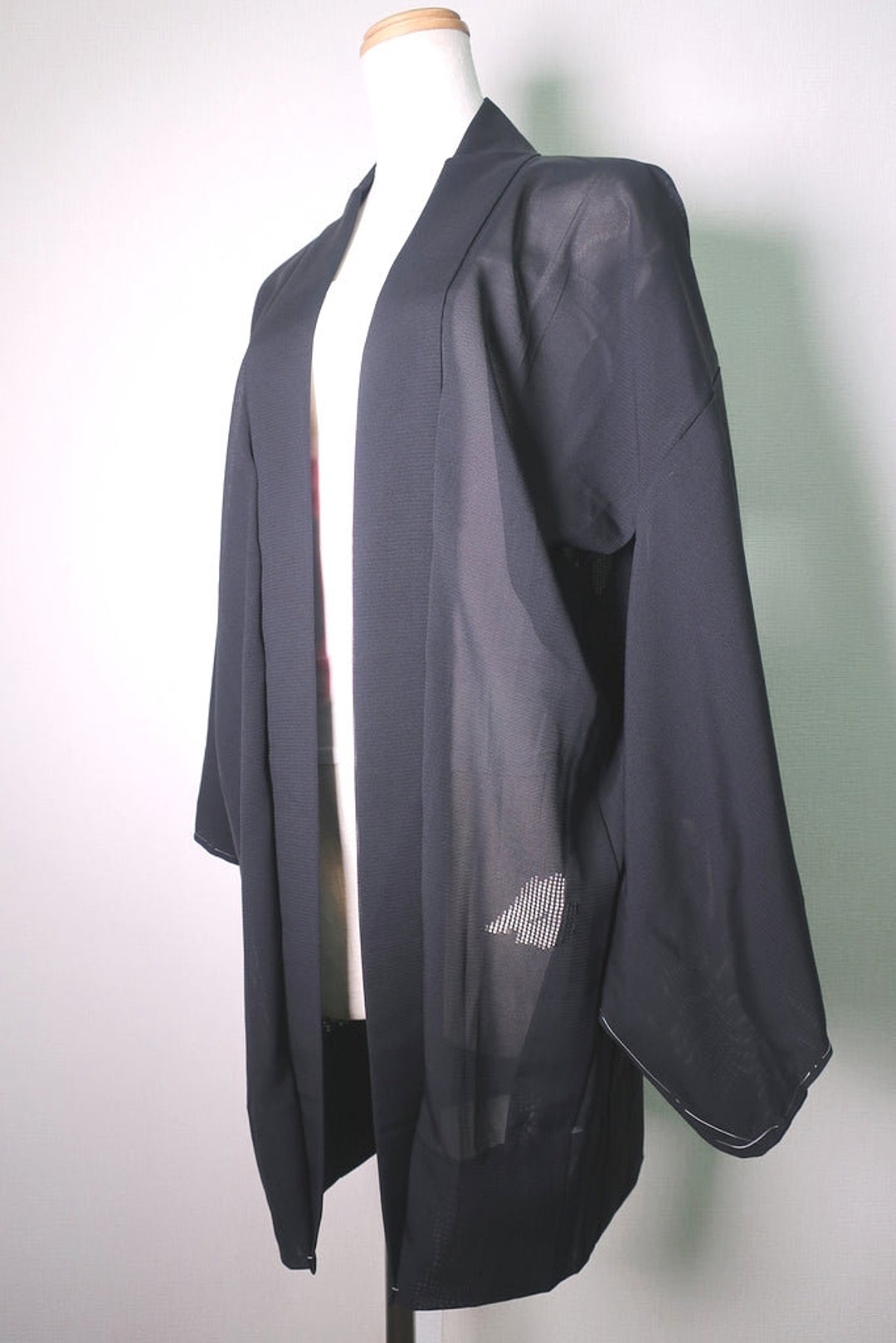 Haori Jacket Vintage(1950-1980) Black See-through Flower