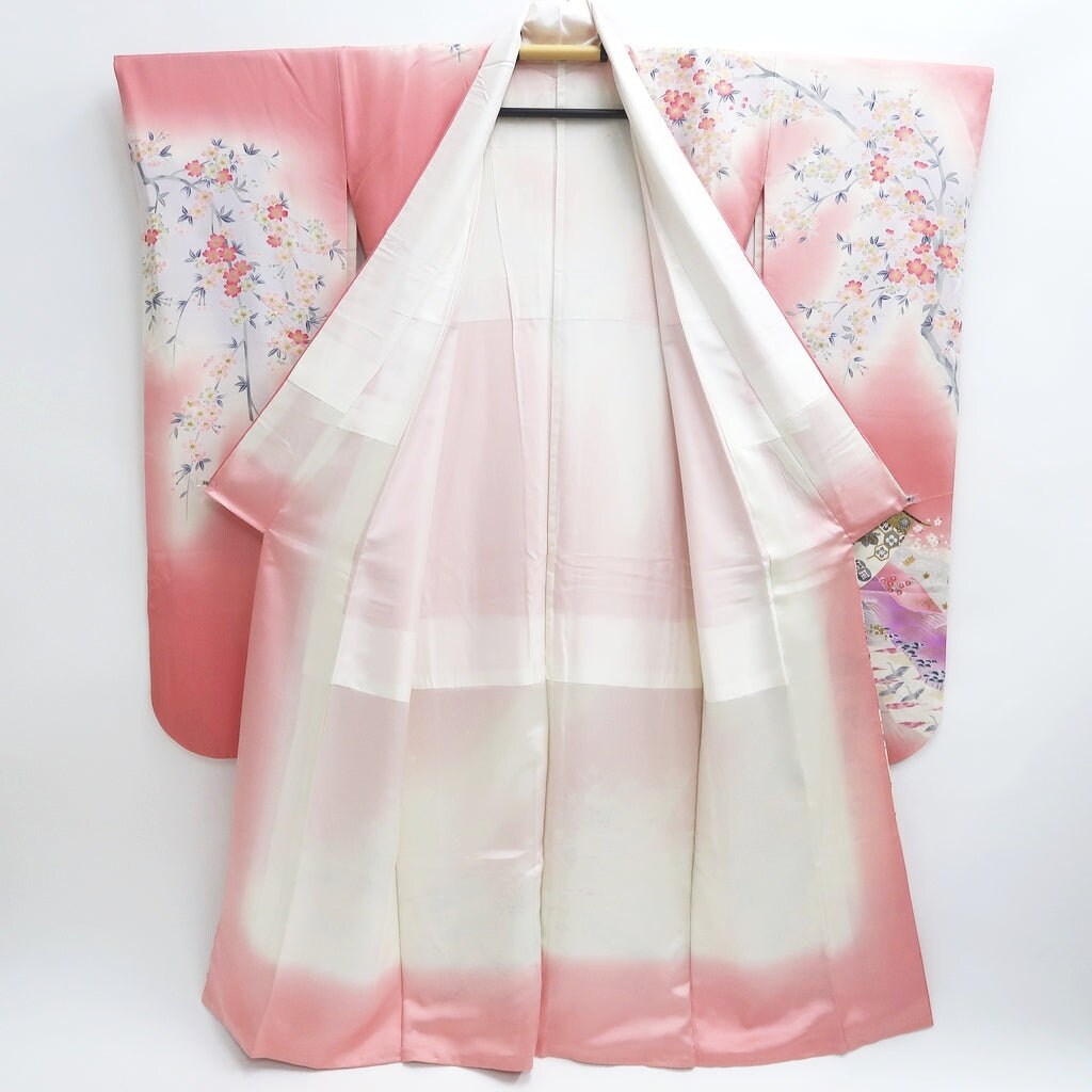 振袖 ピンク 鶴 枝垂れ 桜 正絹 #9705J5 - Etsy 日本