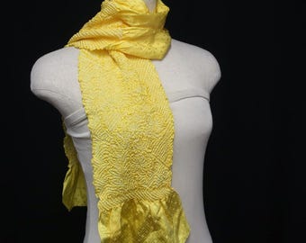 Japanskt siden, Shibori, gult, 124 x 14 cm, A#10022