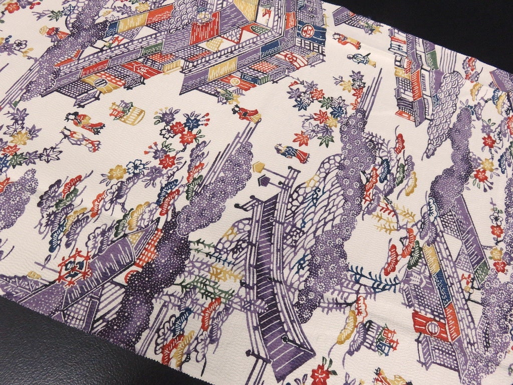 FF2615B Silk Kimono Fabric Vintage(1950-1980) Landscape