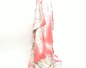振袖 ピンク 鶴 枝垂れ 桜 正絹 #9705J5 - Etsy 日本