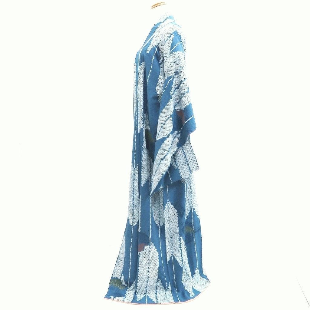Kimono Vintage(1950-1980) Light Blue Shibori Yabane Silk #10258E3