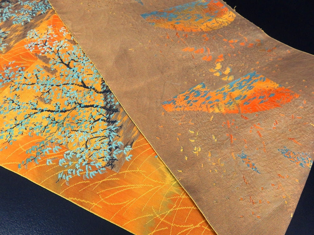 BB8221AA Silk Obi Fabric Vintage(1950-1980) Bamboo Matsu