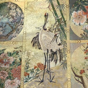 Maru Obi Vintage (1950-1980) Oro di alta classe Kachoga Tenjo Emaki Seta BB204V2 immagine 3