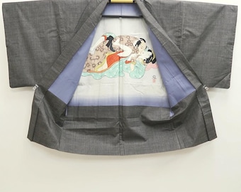 Men's Haori Vintage(1950-1980) Black Mt. Fuji Dragon Tiger