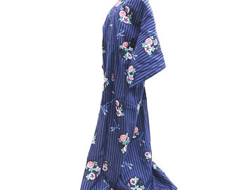 Yukata Vintage(1950-1980) Blue Chrysanthemum Cotton #10354F3