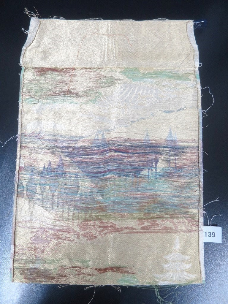 品多く Silk Mof#139 Obi 13.0 Gold Scenery Vintage(1950-1980) Fabric ショルダーバッグ