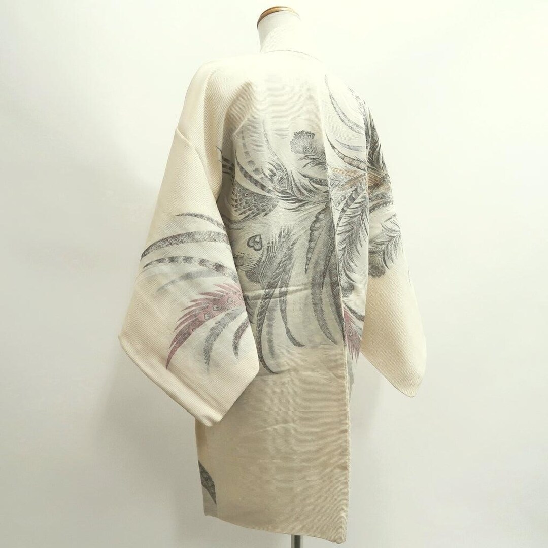 Vintage 1960s Blush Cream Silk Landscape Haori Jacket