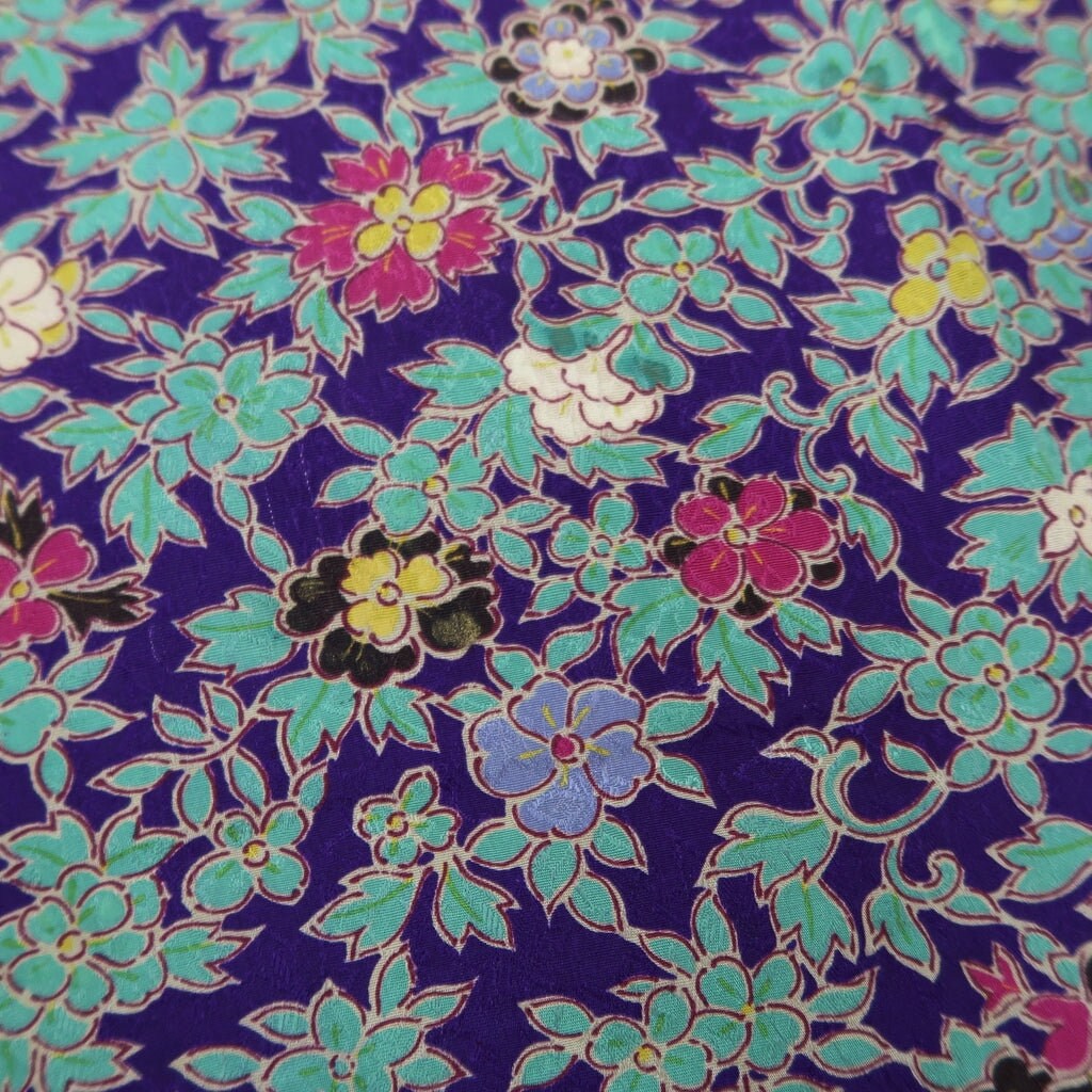 KK1196B4 Silk Kimono Fabric Vintage(1920-1950) Flower Rinzu