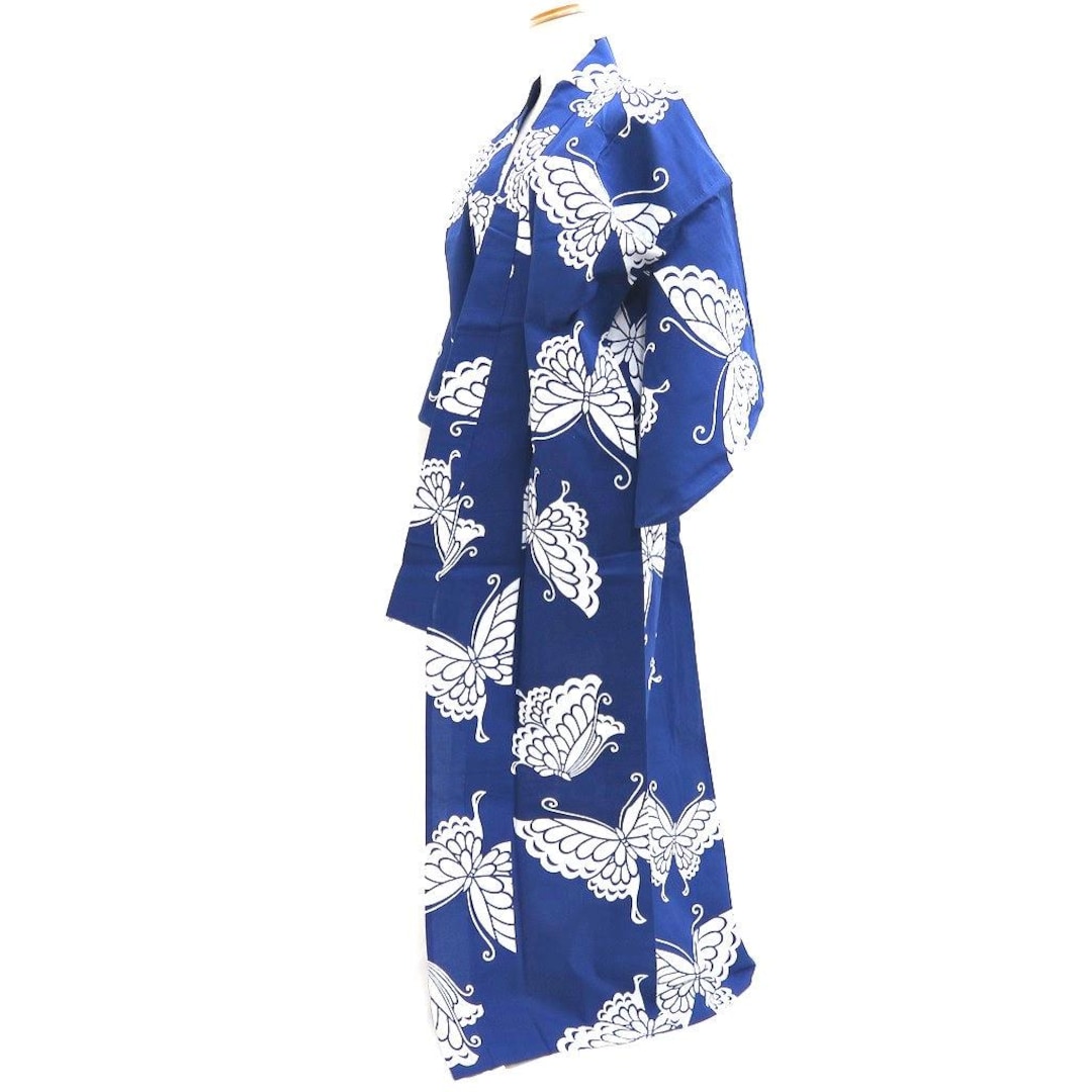 Yukata Vintage(1950-1980) Blue Butterfly Cotton #9918B4 - Etsy