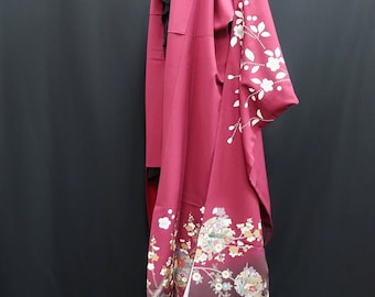 Furisode Magenta Cherry Blossom Plum blossom Tall Silk #8619G5