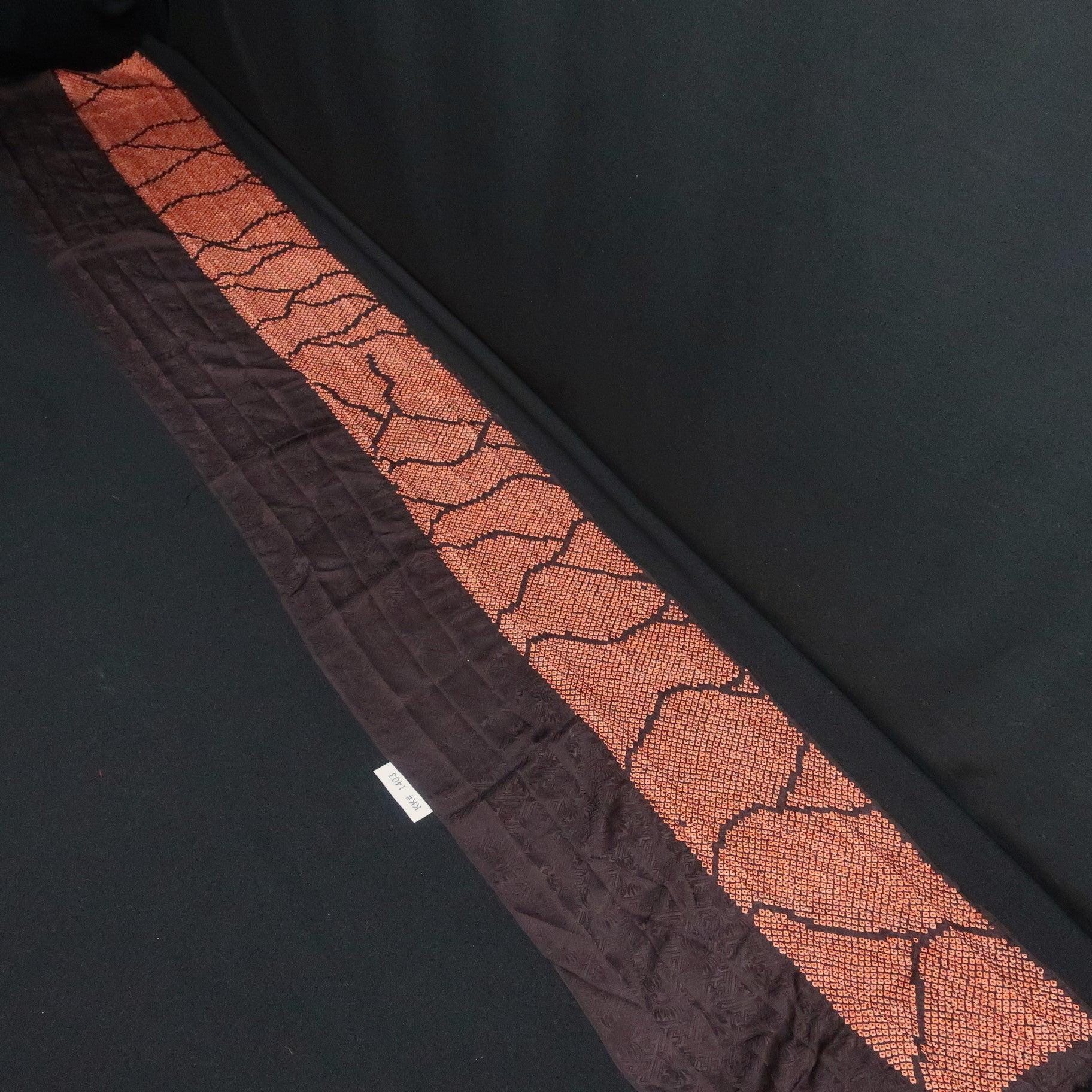 KK1403B8 Silk Kimono Fabric Vintage1950-1980 Shibori Black