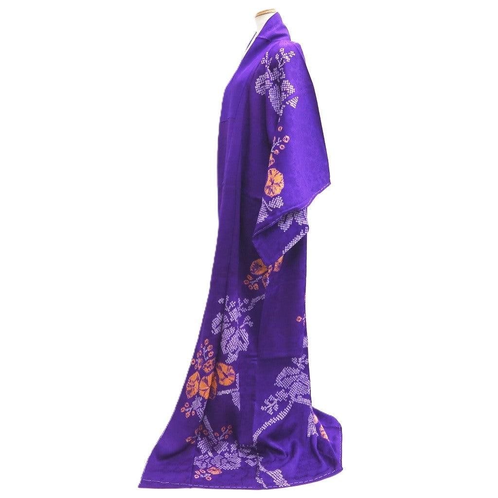 Kimono Vintage(1950-1980) Purple Shibori Silk #10785D4