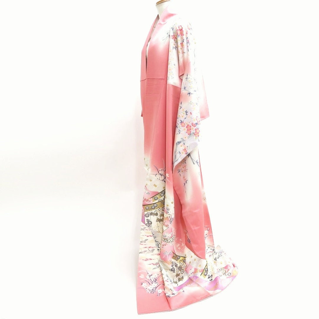 振袖 ピンク 鶴 枝垂れ 桜 正絹 #9705J5 - Etsy 日本