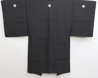 K*E様 MNMM HAORI / BLACK Size 1 Men's Haori Vintage(1950-1980) Black Montsuki Habutae Kyoto