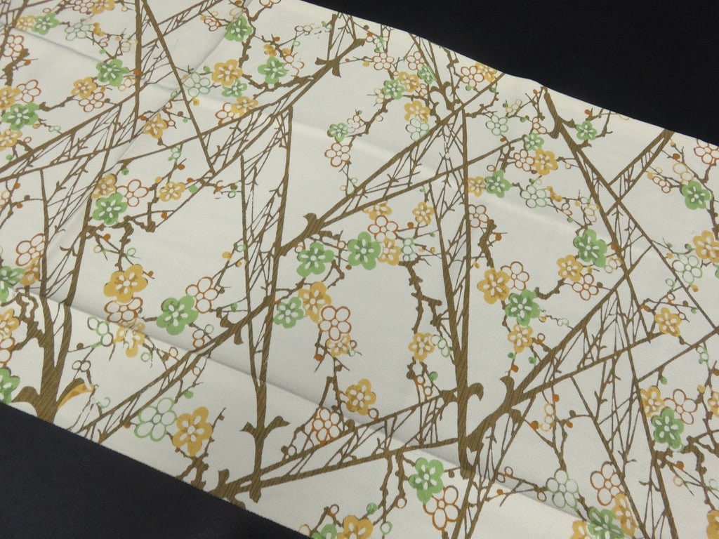 FF2545B Silk Kimono Fabric Vintage(1950-1980) Plum Blossom