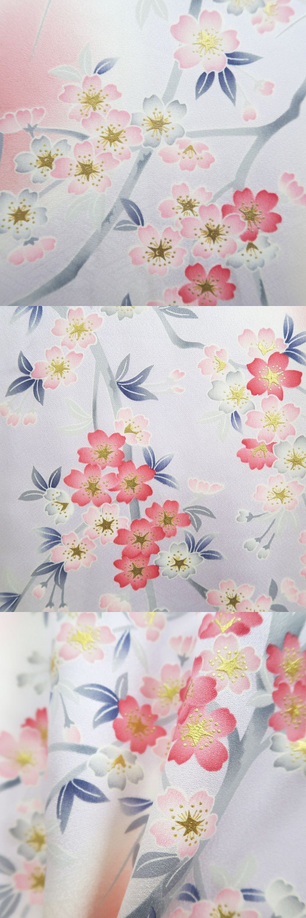 振袖　ピンク　枝垂れ桜　正絹　振袖単品 ピンク色に枝垂れ桜の振袖／小さめサイズ | 宅配着物レンタルの京都か