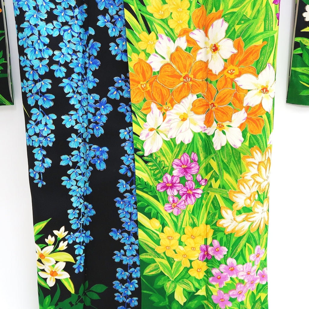 Furisode Black Hand Painted Hyakka Tall Silk #9694J4 - Etsy
