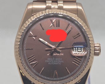 Custom 36mm Automatic Mod Watch Rose Gold Chocolate Dial NH35