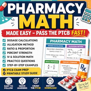 PTCB Math Exam Prep –   IV Calculations, Alligation, Percent & Ratio Strength Printable Notes