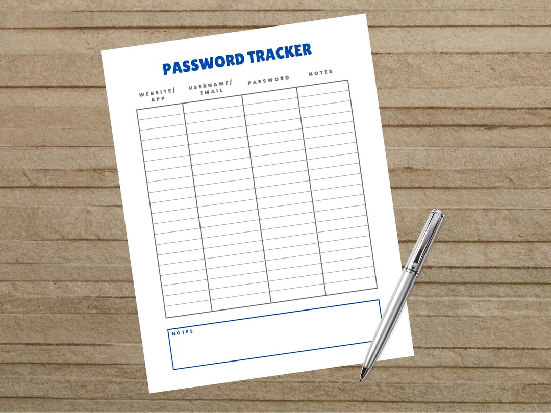 Password Tracker Printable, Password Log Book Page, Internet Password ...