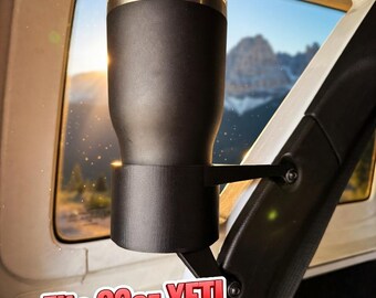 Jeep Wrangler JL Unlimited Rear Cup Holder | Fits 30oz YETI Tumblers, Cans | Bolt-On Mount