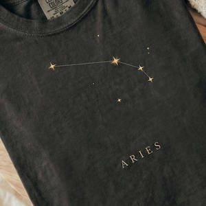 Personalized Zodiac Sign Shirt, Aries Zodiac Constellation Shirt, Minimalist Star Sign Tee, Celestial Shirt