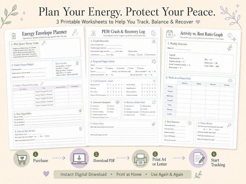 Digital download printable pacing planner purchase and print steps.