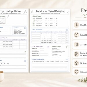 Digital printable ME/CFS and Long Covid planner PDF details.