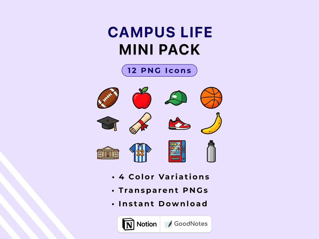 Aesthetic Campus Life Icons | College & University Symbols for Digital ...