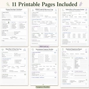 Printable ME/CFS Long Covid planner pages included preview.