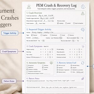 PEM crash and recovery log printable worksheet preview.