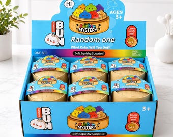 Squishy Bun Dumpling Mystery Toy – Rainbow Surprise Fidget (Sugar Edition, Ages 3+)