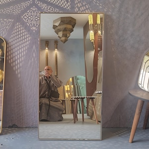 Solid Brass Vanity Mirror-Rectangular Gold Bathroom Mirror- Unlacquered Brass Wall Decor .