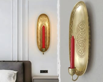 Aplique de pared redondo marroquí para velas – Iluminación decorativa para pared – Libre de impuestos