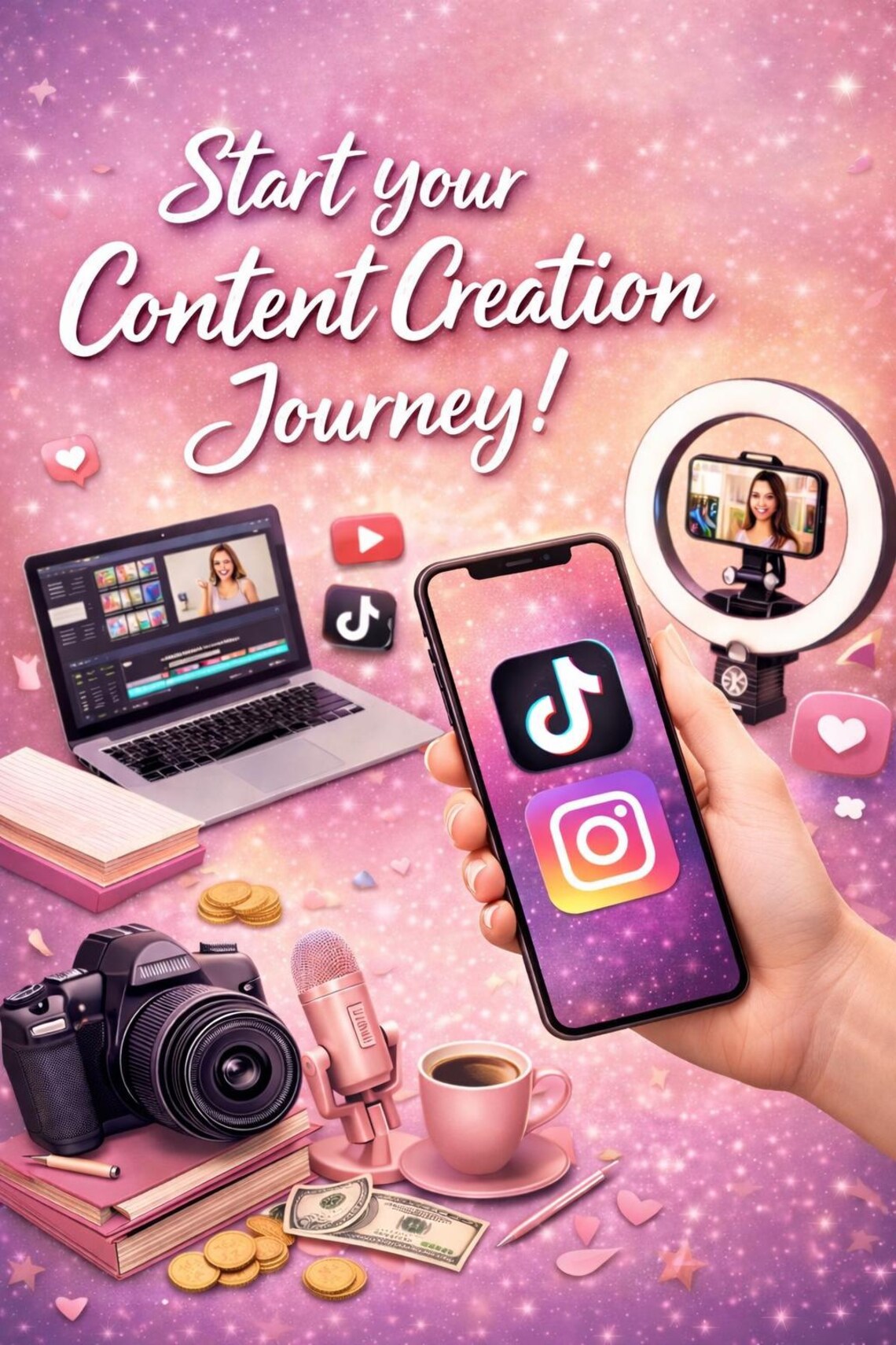 Content Creator Starter Kit | Social Media Planner, Canva Templates ...