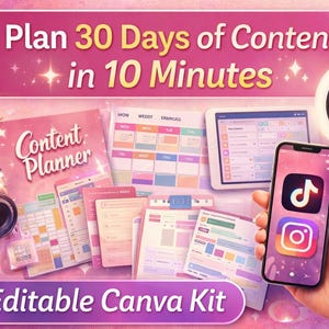 Content Creator Starter Kit | Social Media Planner, Canva Templates ...