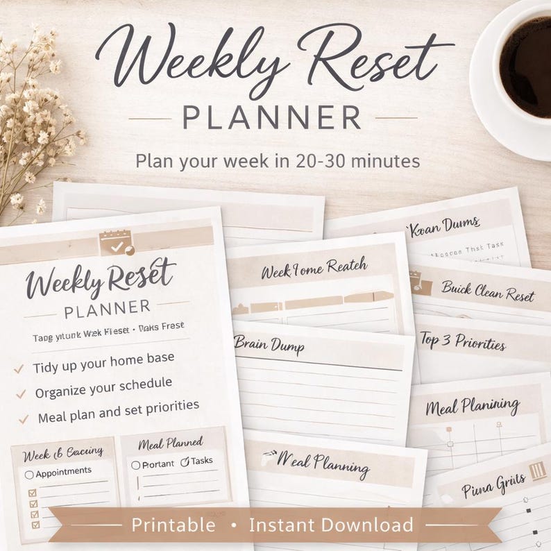 Weekly Reset Planner | Printable Life Organization (PDF Download, US ...