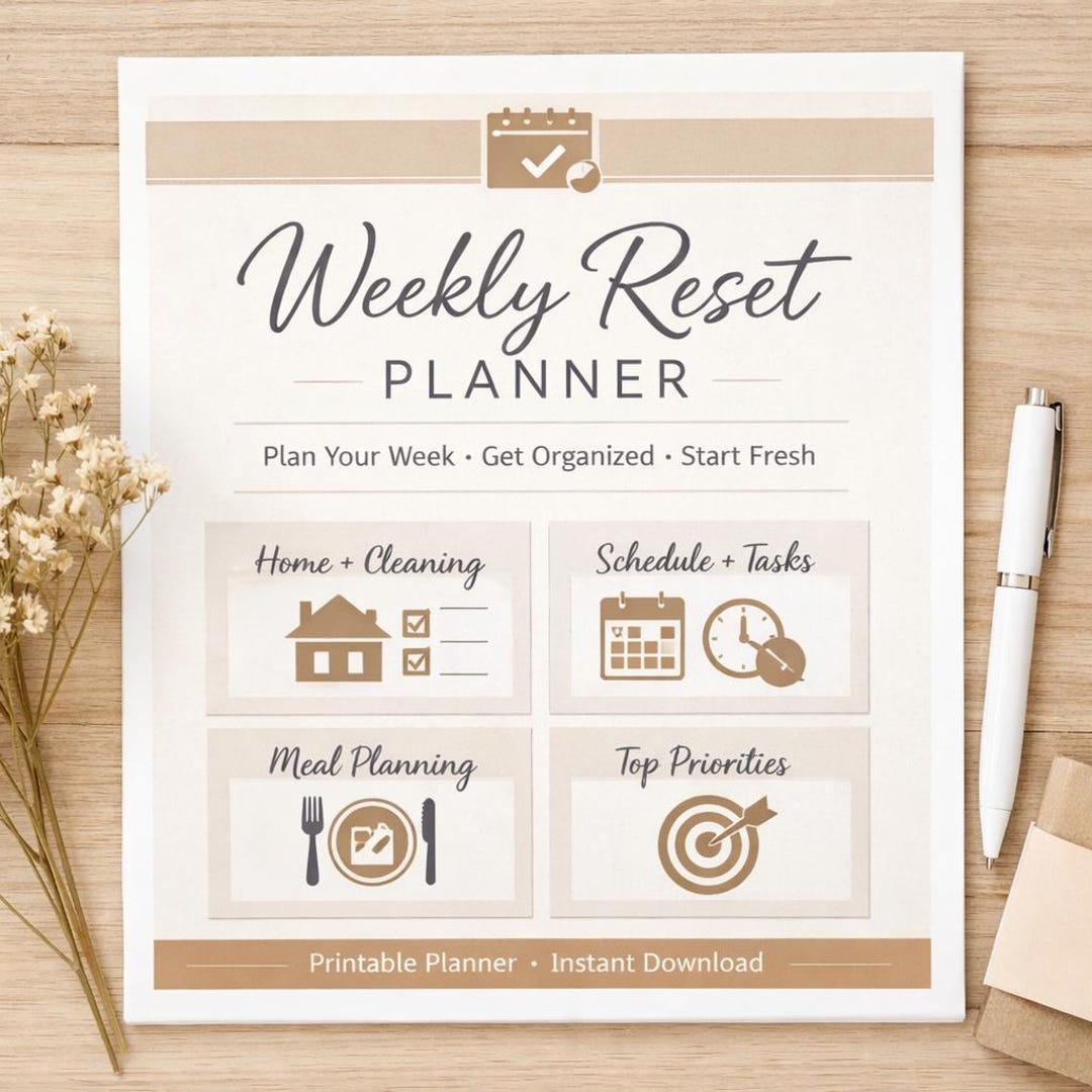 Weekly Reset Planner | Printable Life Organization (PDF Download, US ...